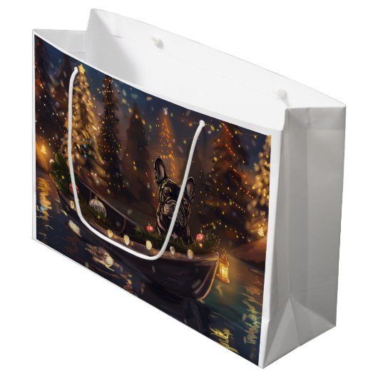 Franse Bulldog kerstvakantie Groot Cadeauzakje (Voorkant Gekanteld)