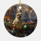 Franse Bulldog kerstvakantie Keramisch Ornament (Achterkant)