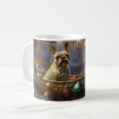 Franse Bulldog kerstvakantie Koffiemok (Voorkant links)