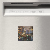 Franse Bulldog kerstvakantie Magneet (Insitu (Vaatwasser))