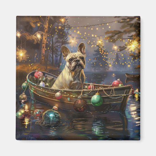 Franse Bulldog kerstvakantie Magneet (Voorkant)
