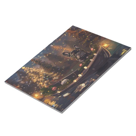 Franse Bulldog kerstvakantie Notitieblok (Schuin)