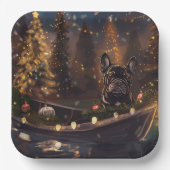 Franse Bulldog kerstvakantie Papieren Bordje (Voorkant)