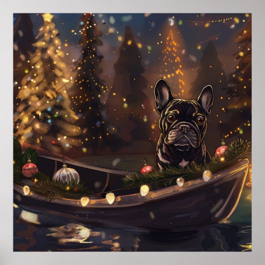 Franse Bulldog kerstvakantie Poster (Voorkant)
