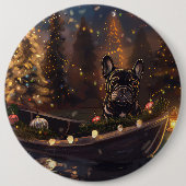 Franse Bulldog kerstvakantie Ronde Button 6,0 Cm (Voorkant)