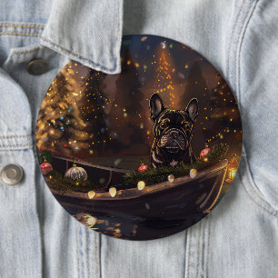 Franse Bulldog kerstvakantie Ronde Button 6,0 Cm