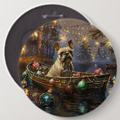Franse Bulldog kerstvakantie Ronde Button 6,0 Cm (Voorkant /achterkant)
