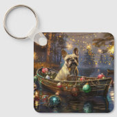 Franse Bulldog kerstvakantie Sleutelhanger (Voorkant)