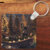 Franse Bulldog kerstvakantie Sleutelhanger (Achterkant)