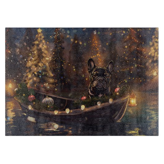Franse Bulldog kerstvakantie Snijplank (Voorkant)