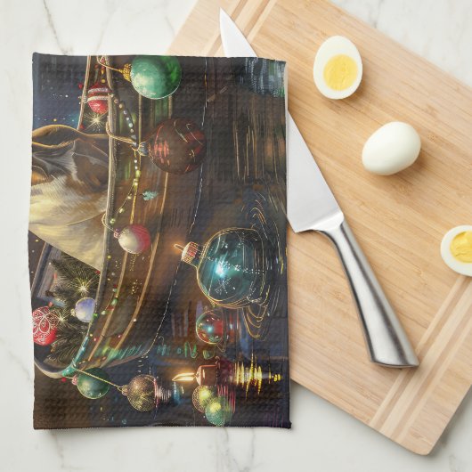 Franse Bulldog kerstvakantie Theedoek (Quarter Fold)