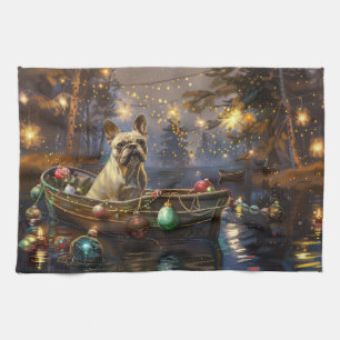 Franse Bulldog kerstvakantie Theedoek