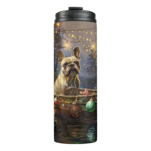 Franse Bulldog kerstvakantie Thermosbeker