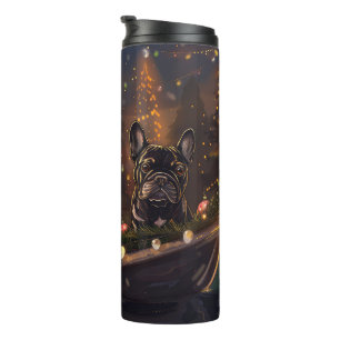 Franse Bulldog kerstvakantie Thermosbeker