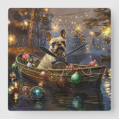Franse Bulldog kerstvakantie Vierkante Klok (Voorkant)