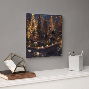 Franse Bulldog kerstvakantie Vierkante Klok