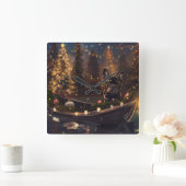 Franse Bulldog kerstvakantie Vierkante Klok (Huis)