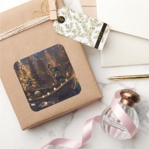 Franse Bulldog kerstvakantie Vierkante Sticker