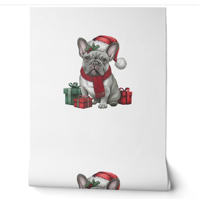 Franse Bulldog Kerstverlichting Kerstman Franse Bu Behang (Afrollen)