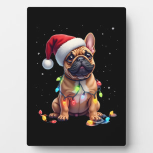 Franse Bulldog Kerstverlichting Kerstman Franse Bu Fotoplaat