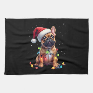 Franse Bulldog Kerstverlichting Kerstman Franse Bu Theedoek