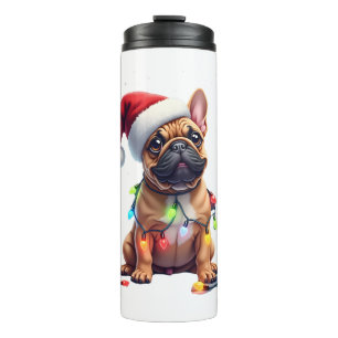 Franse Bulldog Kerstverlichting Kerstman Franse Bu Thermosbeker