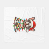 Franse Bulldog Kerstverlichting Santa Hat Boys Gir Fleece Deken (Voorkant (Horizontaal))