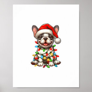 Franse Bulldog Kerstverlichting Santa Hat Boys Gir Poster