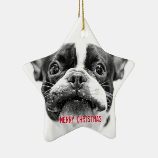 Franse Bulldog kerstversier Star Custom Keramisch Ornament (Rechts)