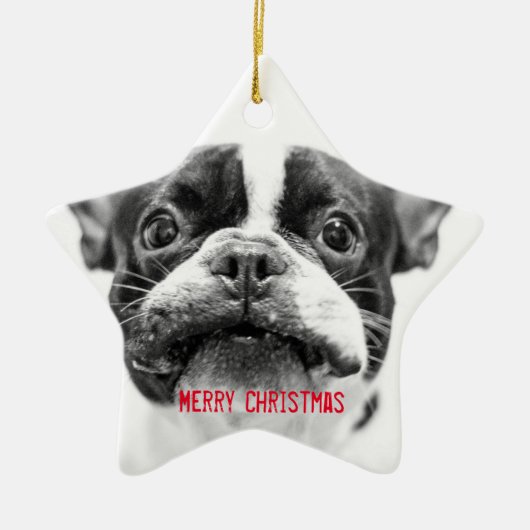 Franse Bulldog kerstversier Star Custom Keramisch Ornament (Voorkant)