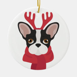 Franse bulldog kerstversiering keramisch ornament