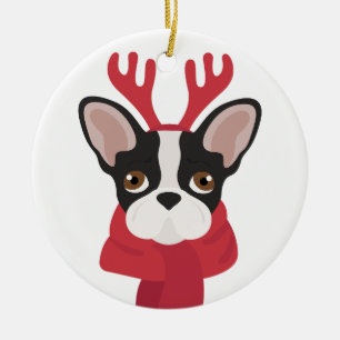 Franse bulldog kerstversiering keramisch ornament