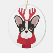 Franse bulldog kerstversiering keramisch ornament (Links)