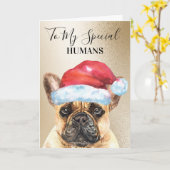 Franse Bulldog kerstwens voor mensen schattig Kaart (Gele Bloem)