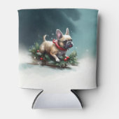 Franse Bulldog Kerstwinter sneeuw Blikjeskoeler (Voorkant)