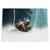 Franse Bulldog Kerstwinter sneeuw Groot Cadeauzakje (Voorkant)