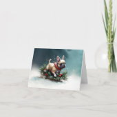 Franse Bulldog Kerstwinter sneeuw Kaart (Voorkant)