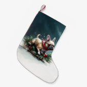 Franse Bulldog Kerstwinter sneeuw Kleine Kerstsok (Voorkant (Hangend))