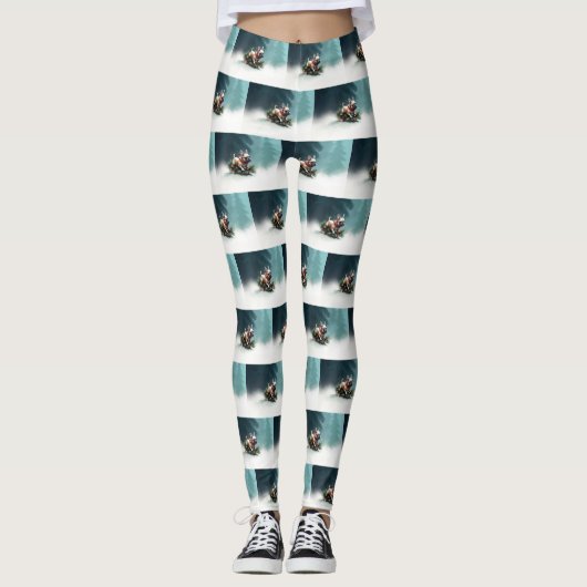 Franse Bulldog Kerstwinter sneeuw Leggings (Voorkant)