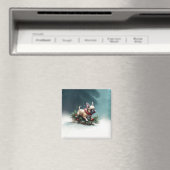 Franse Bulldog Kerstwinter sneeuw Magneet (Insitu (Vaatwasser))