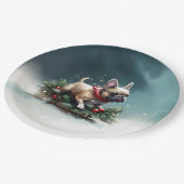 Franse Bulldog Kerstwinter sneeuw Papieren Bordje (Gekanteld)