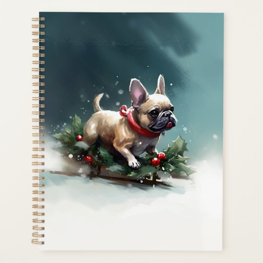 Franse Bulldog Kerstwinter sneeuw Planner (Voorkant)