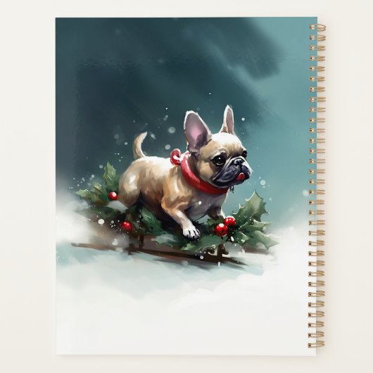 Franse Bulldog Kerstwinter sneeuw Planner (Achterkant)