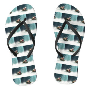 Franse Bulldog Kerstwinter sneeuw Teenslippers