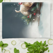 Franse Bulldog Kerstwinter sneeuw Theedoek (Gevouwen)