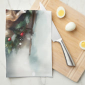 Franse Bulldog Kerstwinter sneeuw Theedoek (Quarter Fold)