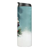 Franse Bulldog Kerstwinter sneeuw Thermosbeker (Geroteerd rechts)