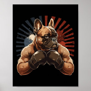 Franse Bulldog Kickboksen Martial Art Boxing Dog G Poster