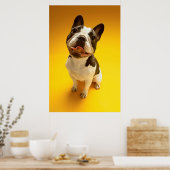 Franse Bulldog kijkt omhoog Poster (Keuken)