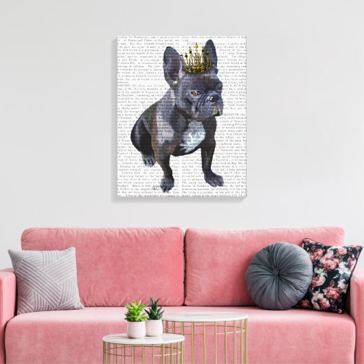 Franse Bulldog King Canvas Afdruk (Insitu (Woonkamer))